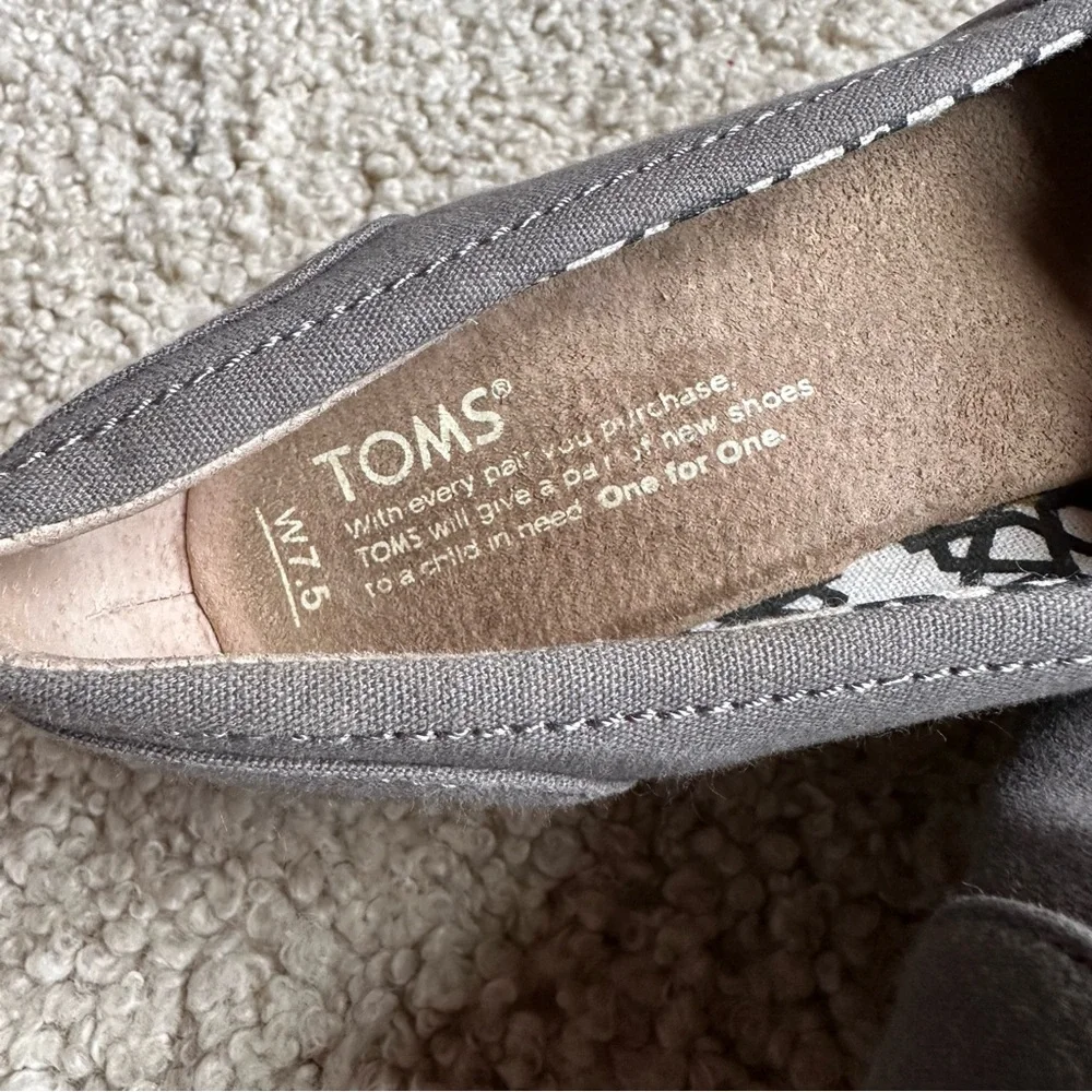 Toms Gray Espadrille Peep Toe Wedge Shoes